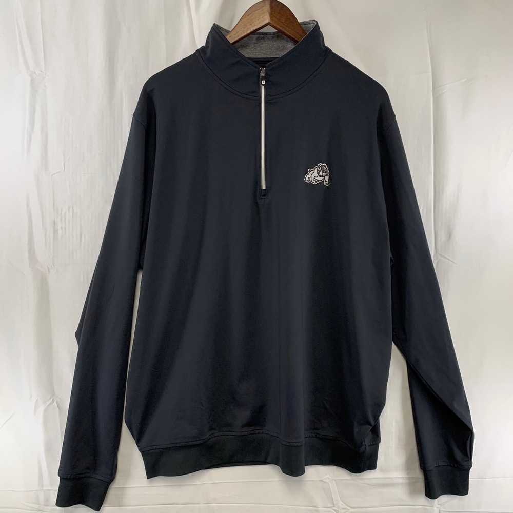 FootJoy Pullover Mens XL Black Quarter Zip Bulldog Mascot Golf Shirt FJ